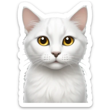 White cat with grey smudge on top of head sticker