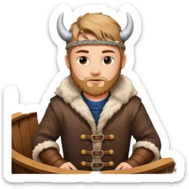 Young viking sailor on ship deck sticker