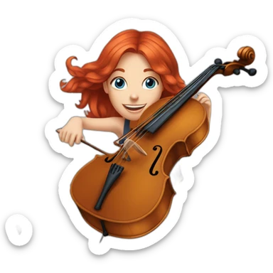 Girl cellist with red hair and blue eyes sticker