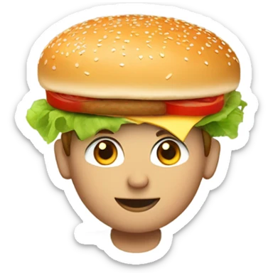 White boy with a burger for a head sticker