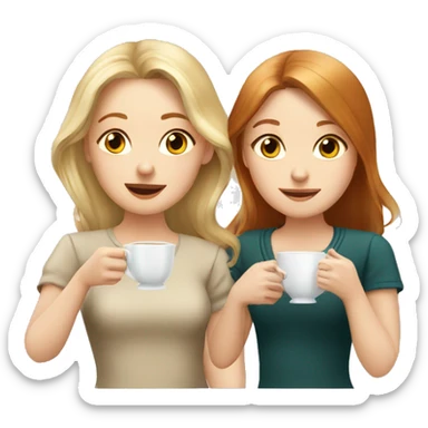 Russian three girls blonde brown-haired and redhead drinking tea sticker