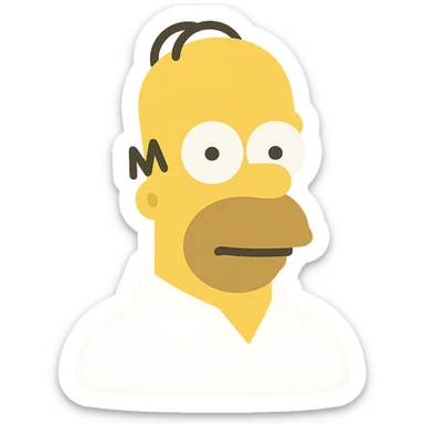 Homer Simpson lineal color icon, flat colors, minimal details sticker