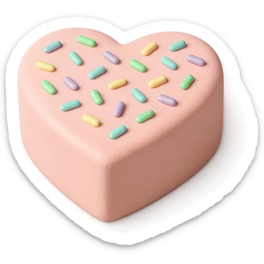 heart-shaped fondant cake with pastel sprinkles sticker