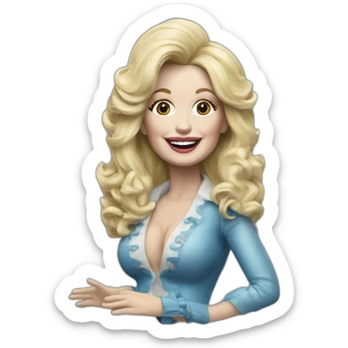 Hyper-realistic Dolly parton surfing sticker
