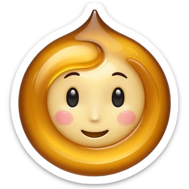 small swirl of pale golden syrup, glossy and thick, no face, no jar or extras, soft lighting, subtle shadows, emoji scale sticker