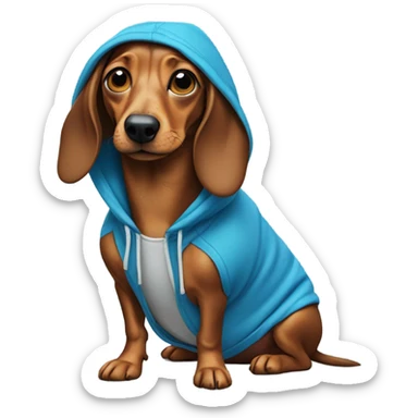 Weiner dog wearing a blue hoodie  sticker