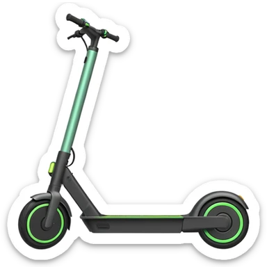 A green Ninebot Max kick-scooter emoji with a black base and black wheels sticker