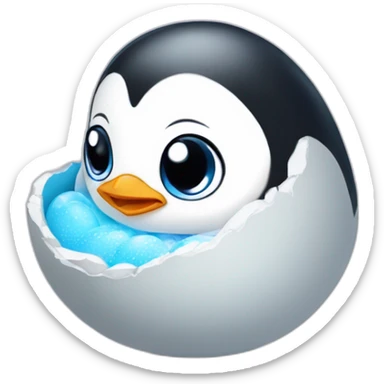 cute blue baby penguin hatching from its egg sticker