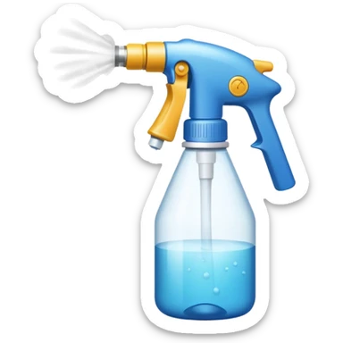 Clear spray bottle spraying like if someone was spraying a pet sticker