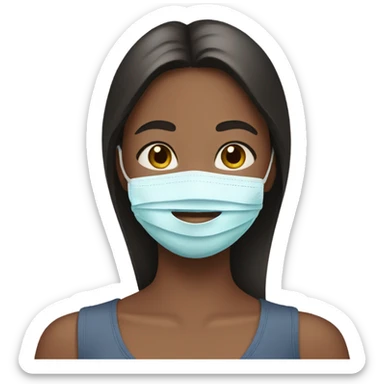 clean girl with face mask and pretty sticker