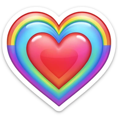 heart with holographic rainbow border sticker