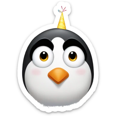 Combine penguin with birthday party face sticker