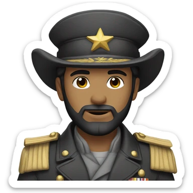 Young light skin four star general with dark beard sticker