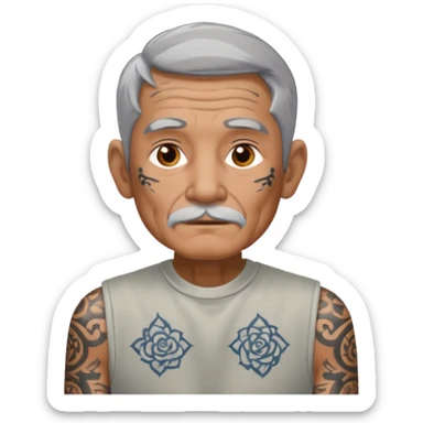 old man with lot of tattoos sticker