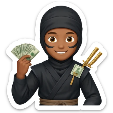 Niño ninja con dinero sticker