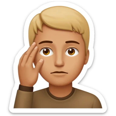 he touched emoji with a furrowed brow and a hand on the forehead sticker