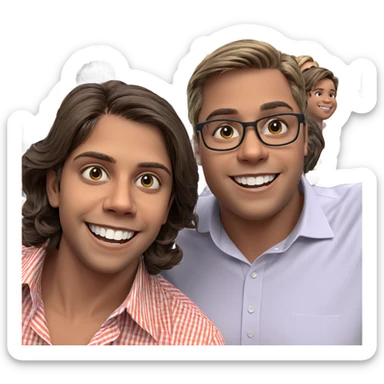smiling boys in collared shirts sticker