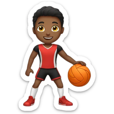 Boys playing volleyball in red and black sticker
