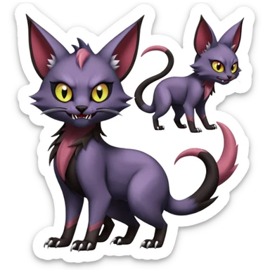dark edgy dull pointy edgy Noivern-Noibat-Purloin-Torracat-Lykoi-Caracal-cat-Fakemon-fusion-hybrid-creature sticker