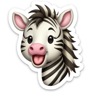 Cinematic Cute Yawning Zebra Portrait Emoji, Head tilted slightly with a dramatic, wide-open yawn, showcasing a soft, downy striped fur with gently drooping ears, a long, elegant equine snout, and round eyes barely open in drowsy contentment, Simplified yet irresistibly adorable features, highly detailed, glowing with a soft, cozy glow, high shine, relaxed yet expressive, stylized with a touch of savannah charm, bright and endearing, soft glowing outline, capturing the essence of a sleepy yet affectionate zebra that feels like it could stretch out of the screen and curl up for a nap! sticker