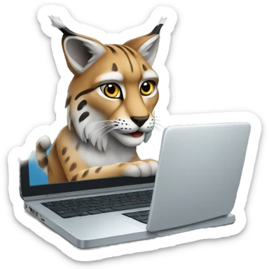 A lynx with a laptop sticker