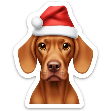 Vizsla in Santa hat sticker