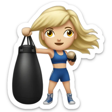 white blonde girl punching a boxing bag sticker