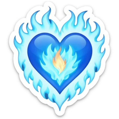 Blue flames in the shape of a heart  sticker