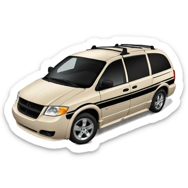 Tan Dodge caravan with black racing stripes sticker