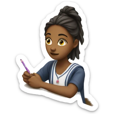 a teenager girl taking an exam sticker