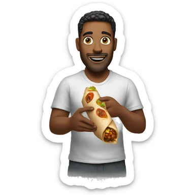 A man holds a shawarma sticker