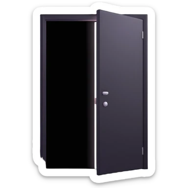 door in darkness, slightly open with a bright, focused white light beam and soft glow coming through, no background sticker