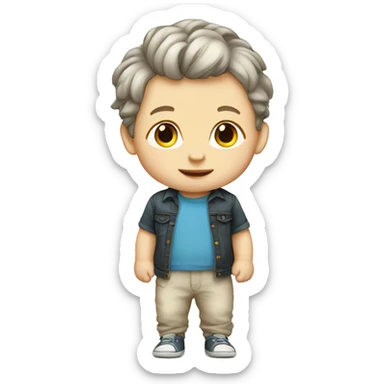 baby boy with hair5 and white skin full length sticker
