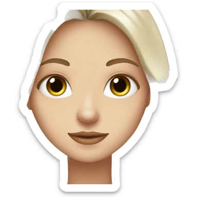 Fair skin, white girl with brown, long hair, green eyes with iced coffee sticker