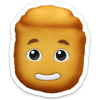 a chicken nugget with a face sticker