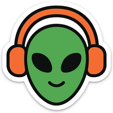 Alien with headphones sticker