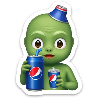 Grogu drinking a pepsi sticker