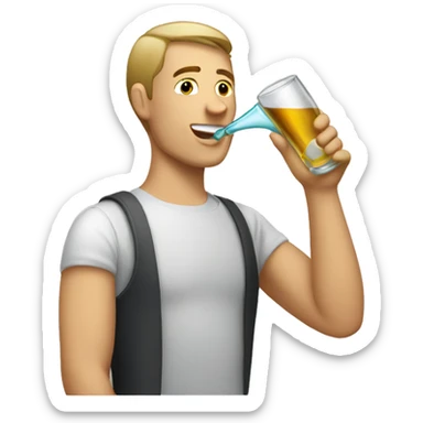 a white male drinking a glass handle bottle  sticker