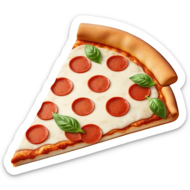 Pizza Napoletana Cinematic Realistic Pizza Napoletana Dish Emoji, depicted as a delicious slice of Neapolitan pizza with a thin, crispy crust, fresh tomato sauce, mozzarella, and basil, rendered with mouth-watering textures and vibrant, warm lighting. sticker