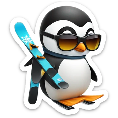 Skiing penguin with sunglasses  sticker