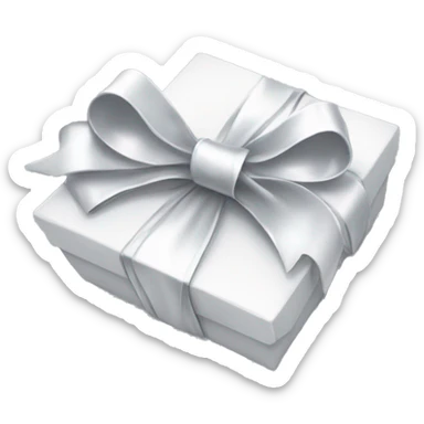 White aesthetic clean Christmas present silver bow  sticker