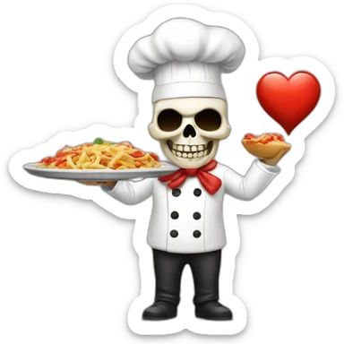 skull chef blowing a kiss heart sticker