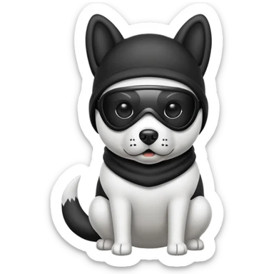 a dog pooping w a skee mask sticker