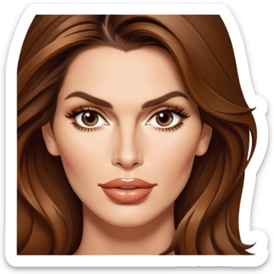 Cindy Crawford supermodel with beauty mark above her lip, brown hair sticker