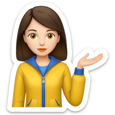 brunette woman with yellow dutch clothing sticker