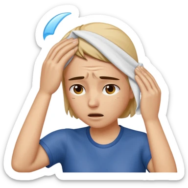 Wiping sweat off forehead sticker