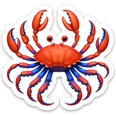 a red crab with two claws and a blue octopus are friends sticker