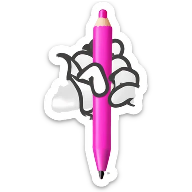 a hand writing with pink pen  sticker