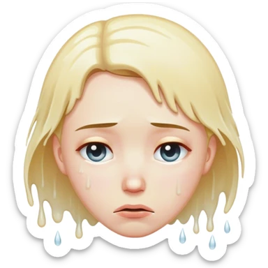 A wet person drained, and sad looking down, feeling like quitting sticker