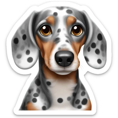 Dapple Dachshund brown eyebrows grey and white face with black spots sticker